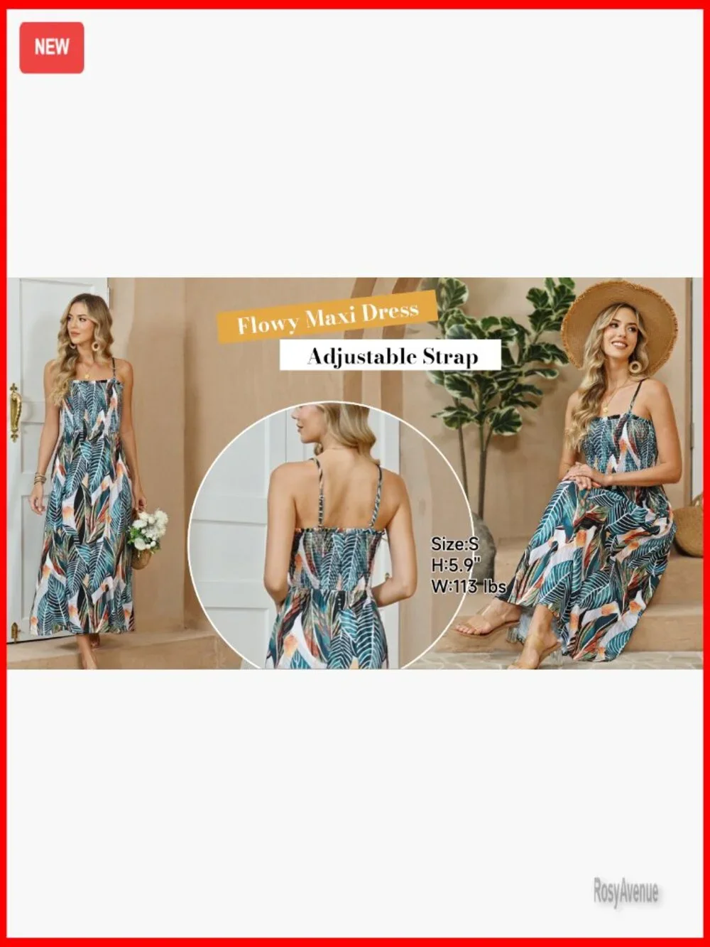 Spaghetti Strap Maxi Dress Smocked with Pockets Casual Boho Beach - Picture 7 of 7